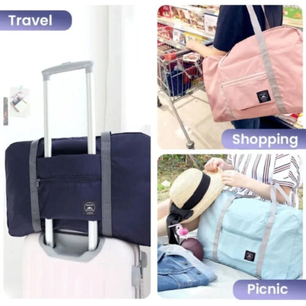 Black Foldable Travel Duffel Bag Airlines Carry on Bag for all ages